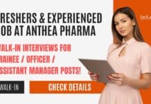 Freshers Job at Anthea Pharma