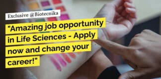 "Amazing job opportunity in Life Sciences - Apply now and change your career!"