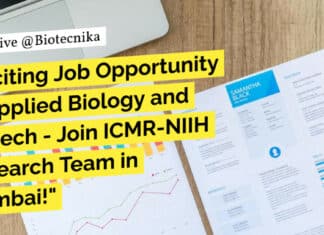 "Exciting Job Opportunity in Applied Biology and Biotech - Join ICMR-NIIH Research Team in Mumbai!"