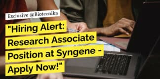 "Hiring Alert: Research Associate Position at Syngene - Apply Now!"