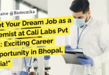 "Get Your Dream Job as a Chemist at Cali Labs Pvt Ltd: Exciting Career Opportunity in Bhopal, India!"