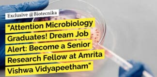 "Attention Microbiology Graduates! Dream Job Alert: Become a Senior Research Fellow at Amrita Vishwa Vidyapeetham"