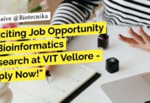 Exciting Job Opportunity in Bioinformatics Research at VIT Vellore – Apply Now! "Exciting Job Opportunity in Bioinformatics Research at VIT Vellore - Apply Now!"