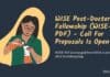 WISE Post-Doctoral Fellowship (WISE-PDF) – Call For Proposals Is Open! WISE Post-Doctoral Fellowship