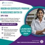 Biocon KGI Certificate Program in Biosciences Batch 26 | Admissions Open