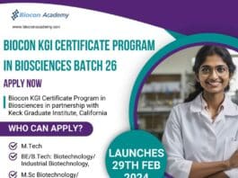 Biocon KGI Certificate Program in Biosciences Batch 26 | Admissions Open