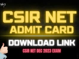 Admit Card Download For CSIR