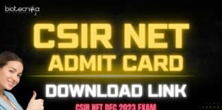 Admit Card Download For CSIR