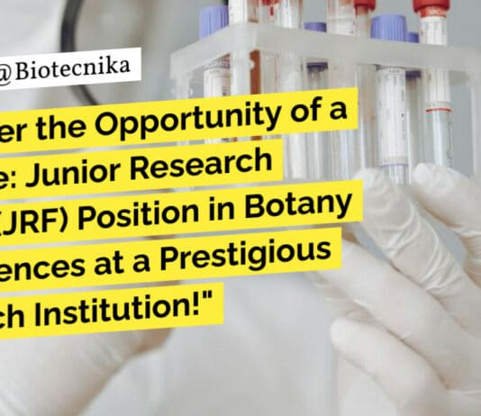 "Discover the Opportunity of a Lifetime: Junior Research Fellow (JRF) Position in Botany Life Sciences at a Prestigious Research Institution!"
