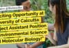 "Exciting Opportunity at University of Calcutta: Project Assistant Position in Environmental Science and Molecular Biology!"
