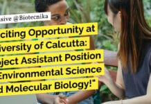 Exciting Opportunity at University of Calcutta: Project Assistant Position in Environmental Science and Molecular Biology! "Exciting Opportunity at University of Calcutta: Project Assistant Position in Environmental Science and Molecular Biology!"