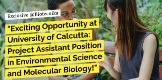 "Exciting Opportunity at University of Calcutta: Project Assistant Position in Environmental Science and Molecular Biology!"