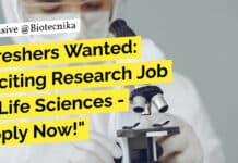 "Freshers Wanted: Exciting Research Job in Life Sciences - Apply Now!"