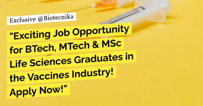 Biological E Limited Executive Job for BTech, MTech & MSc Life Sciences