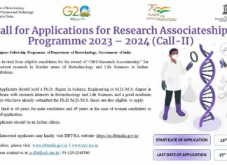 DBT RA Programme 2024 - DBT-Research Associateship Programme 2023-24