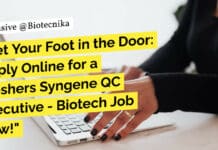 "Get Your Foot in the Door: Apply Online for a Freshers Syngene QC Executive - Biotech Job Now!"