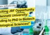 Exciting JRF Opportunity at Bennett University: Leading to PhD, Biotech & Biological Sciences Apply "Exciting JRF Opportunity at Bennett University: Leading to PhD in Biotech & Biological Sciences!"