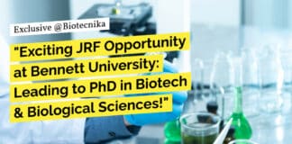 "Exciting JRF Opportunity at Bennett University: Leading to PhD in Biotech & Biological Sciences!"
