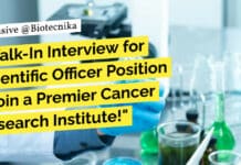 "Walk-In Interview for Scientific Officer Position - Join a Premier Cancer Research Institute!"