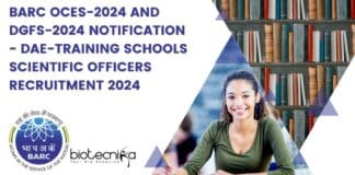 BARC OCES-2024 and DGFS-2024 Notification - DAE-Training Schools Scientific Officers Recruitment 2024