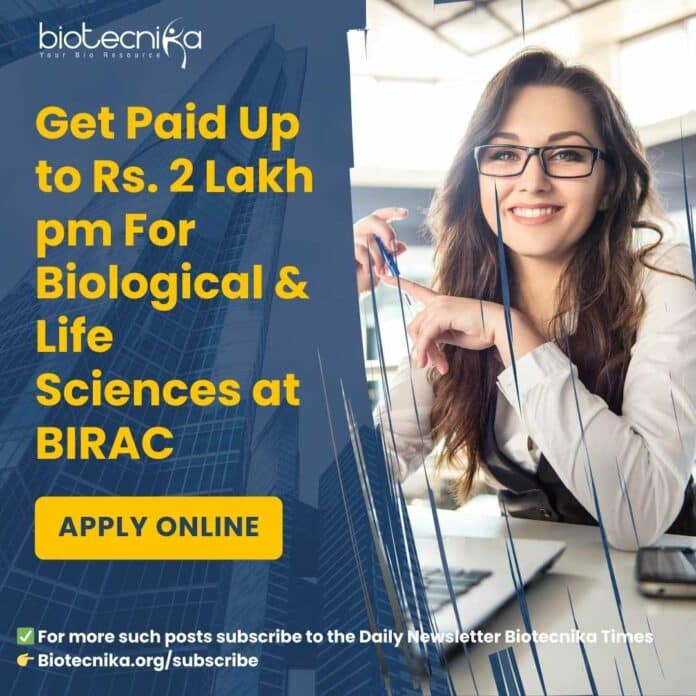 BIRAC Jobs Biological Sciences