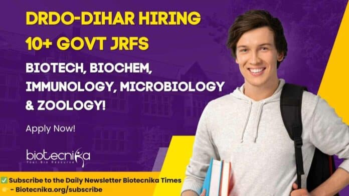 DRDO-DIHAR Govt JRF Jobs