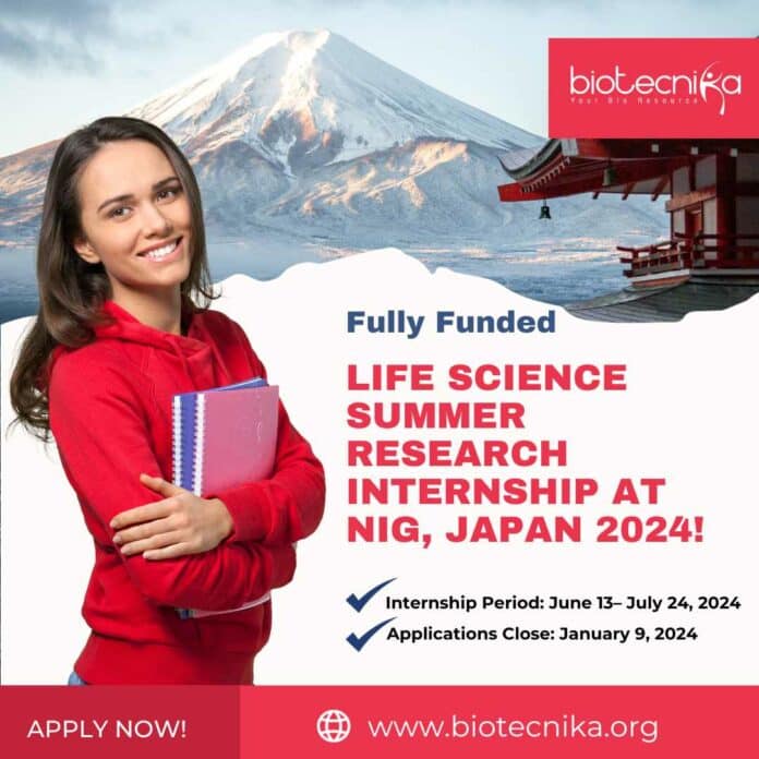 Fully Funded Life Science Summer Research Internship at NIG, JAPAN 2024