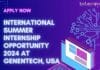 International Summer Internship Opportunity 2024 at Genentech, USA International Summer Internship Opportunity