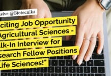 "Exciting Job Opportunity in Agricultural Sciences - Walk-In Interview for Research Fellow Positions in Life Sciences!"