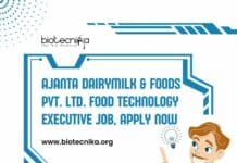 Ajanta DairyMilk & Foods Pvt. Ltd. Food Technology Executive Job