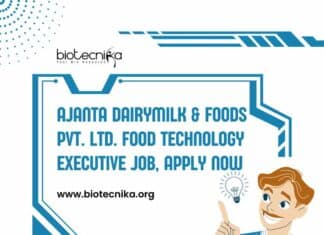 Ajanta DairyMilk & Foods Pvt. Ltd. Food Technology Executive Job