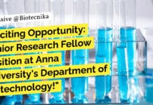 "Exciting Opportunity: Junior Research Fellow Position at Anna University's Department of Biotechnology!"
