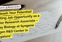 "Unleash Your Potential! Exciting Job Opportunity as a Senior Research Associate – Assay Biology at Syngene Amgen R&D Center in Bangalore"
