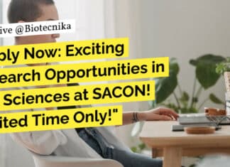 "Apply Now: Exciting Research Opportunities in Life Sciences at SACON! Limited Time Only!"