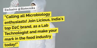 "Calling all Microbiology enthusiasts! Join Licious, India's top D2C brand, as a Lab Technologist and make your mark in the food industry today!"