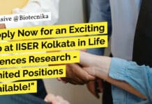 "Apply Now for an Exciting Job at IISER Kolkata in Life Sciences Research - Limited Positions Available!"