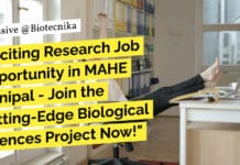 "Exciting Research Job Opportunity in MAHE Manipal - Join the Cutting-Edge Biological Sciences Project Now!"