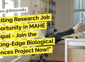 "Exciting Research Job Opportunity in MAHE Manipal - Join the Cutting-Edge Biological Sciences Project Now!"