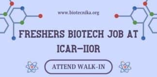 Freshers Biotech Job ICAR-IIOR