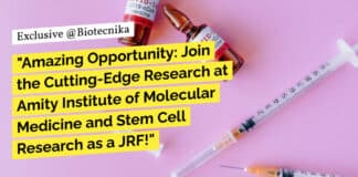 "Amazing Opportunity: Join the Cutting-Edge Research at Amity Institute of Molecular Medicine and Stem Cell Research as a JRF!"