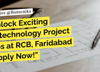 "Unlock Exciting Biotechnology Project Jobs at RCB, Faridabad - Apply Now!"