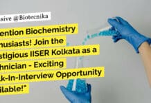 "Attention Biochemistry Enthusiasts! Join the Prestigious IISER Kolkata as a Technician - Exciting Walk-In-Interview Opportunity Available!"