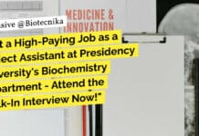 "Get a High-Paying Job as a Project Assistant at Presidency University's Biochemistry Department - Attend the Walk-In Interview Now!"
