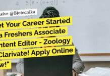 "Get Your Career Started as a Freshers Associate Content Editor - Zoology at Clarivate! Apply Online Now!"