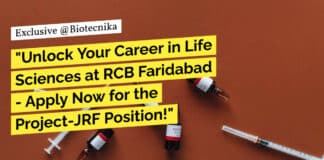 "Unlock Your Career in Life Sciences at RCB Faridabad - Apply Now for the Project-JRF Position!"