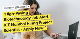 "High-Paying Biotechnology Job Alert: ICT Mumbai Hiring Project Scientist - Apply Now!"