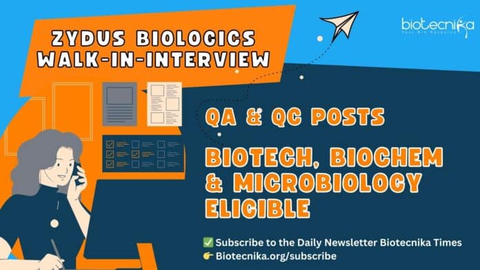 Zydus Biologics Walk-In-Interview