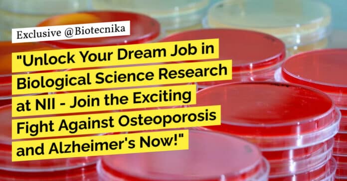 "Unlock Your Dream Job in Biological Science Research at NII - Join the Exciting Fight Against Osteoporosis and Alzheimer's Now!" "Unlock Your Dream Job in Biological Science Research at NII - Join the Exciting Fight Against Osteoporosis and Alzheimer's Now!"