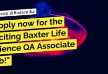 "Apply now for the exciting Baxter Life Science QA Associate Job!"