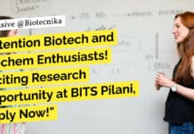 "Attention Biotech and Biochem Enthusiasts! Exciting Research Opportunity at BITS Pilani, Apply Now!"
